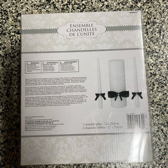 NIB Wedding Unity Candle Set Black Bow Diamond - Picture 2 of 3